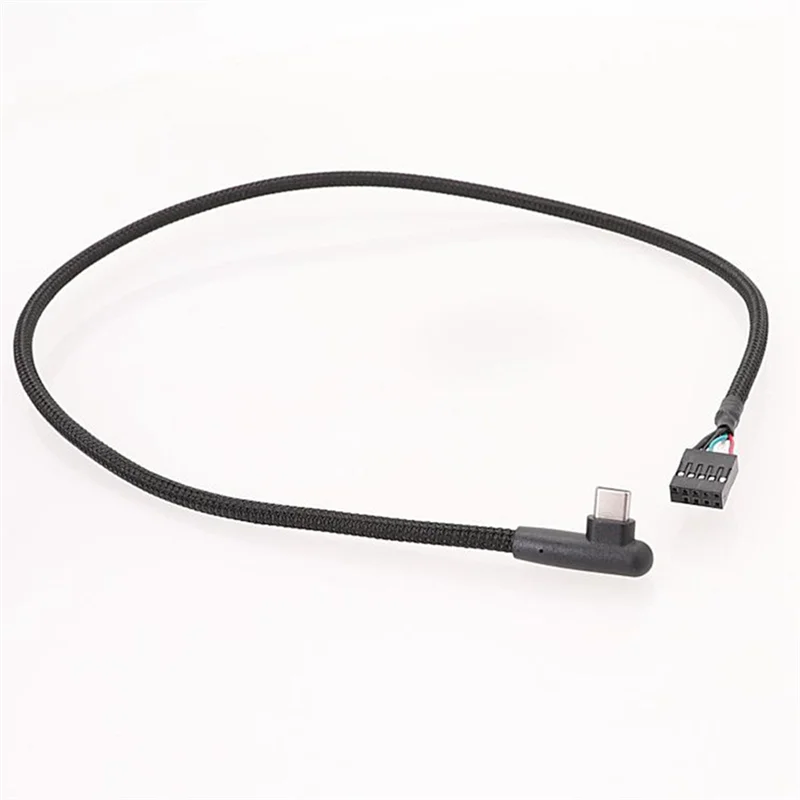 2Pcs USB 9Pin To Type C Cable For Computer Motherboard Anti Shielding Mesh Line Enhances Stability And Speed 60CM Easy To Use-A3