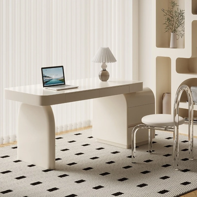 Nordic Modern Office Desks French Retro Cream-style Computer Office Desks Reception Light Luxury Furniture Escritorio JT40O
