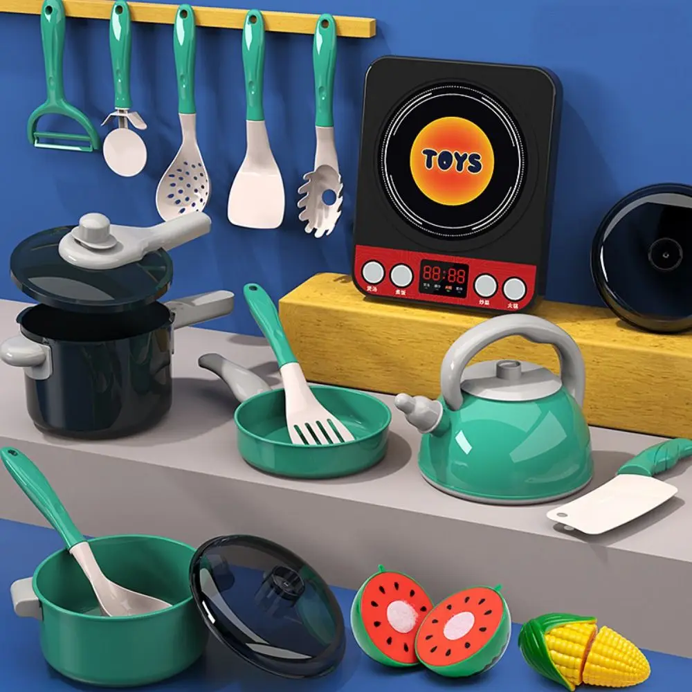 Pretend Play Cozinha Acessórios Conjunto, Finja Comida, Simulação Plástica, Cozinhar Brinquedos, Mini Iluminação