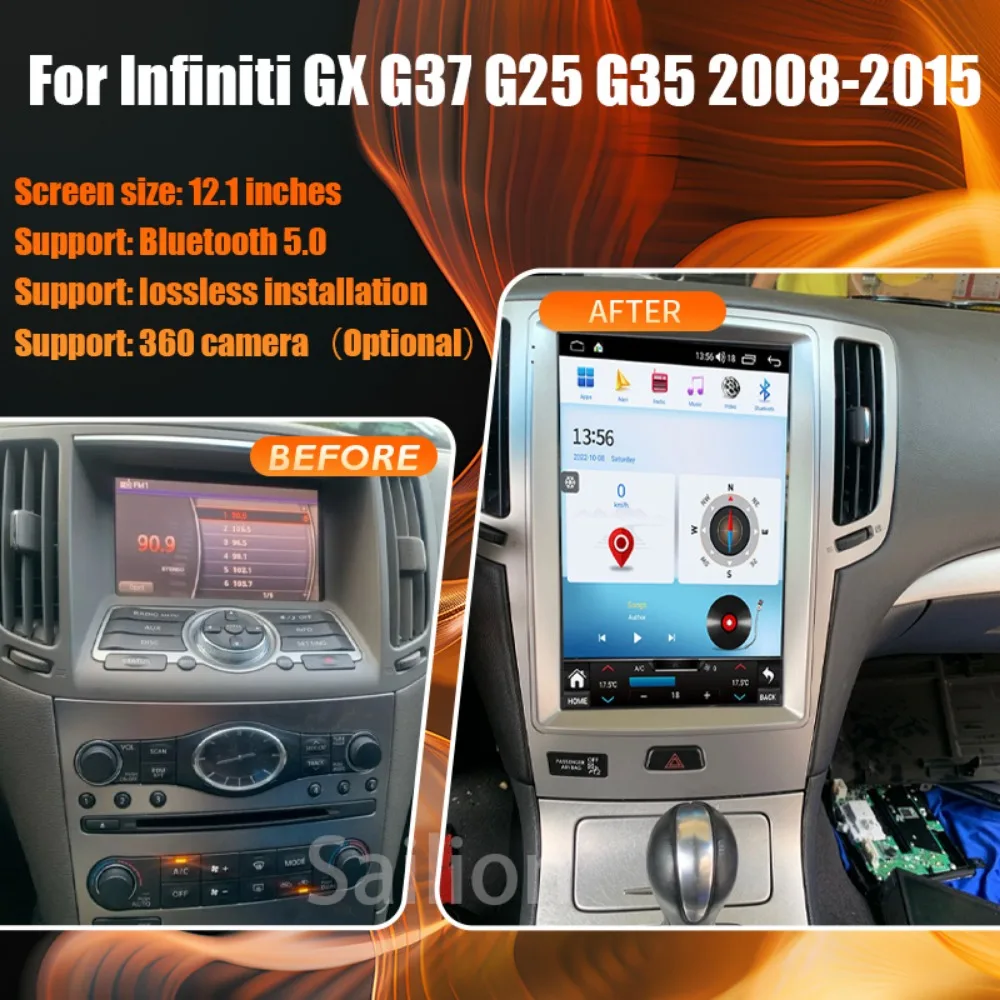 Android14 Car Radio For Infiniti GX G37 G25 G35 2008-2015 Tesla Automotive Multimedia Carplay Auto WIFI Bluetooth Stereo 4G 1Din