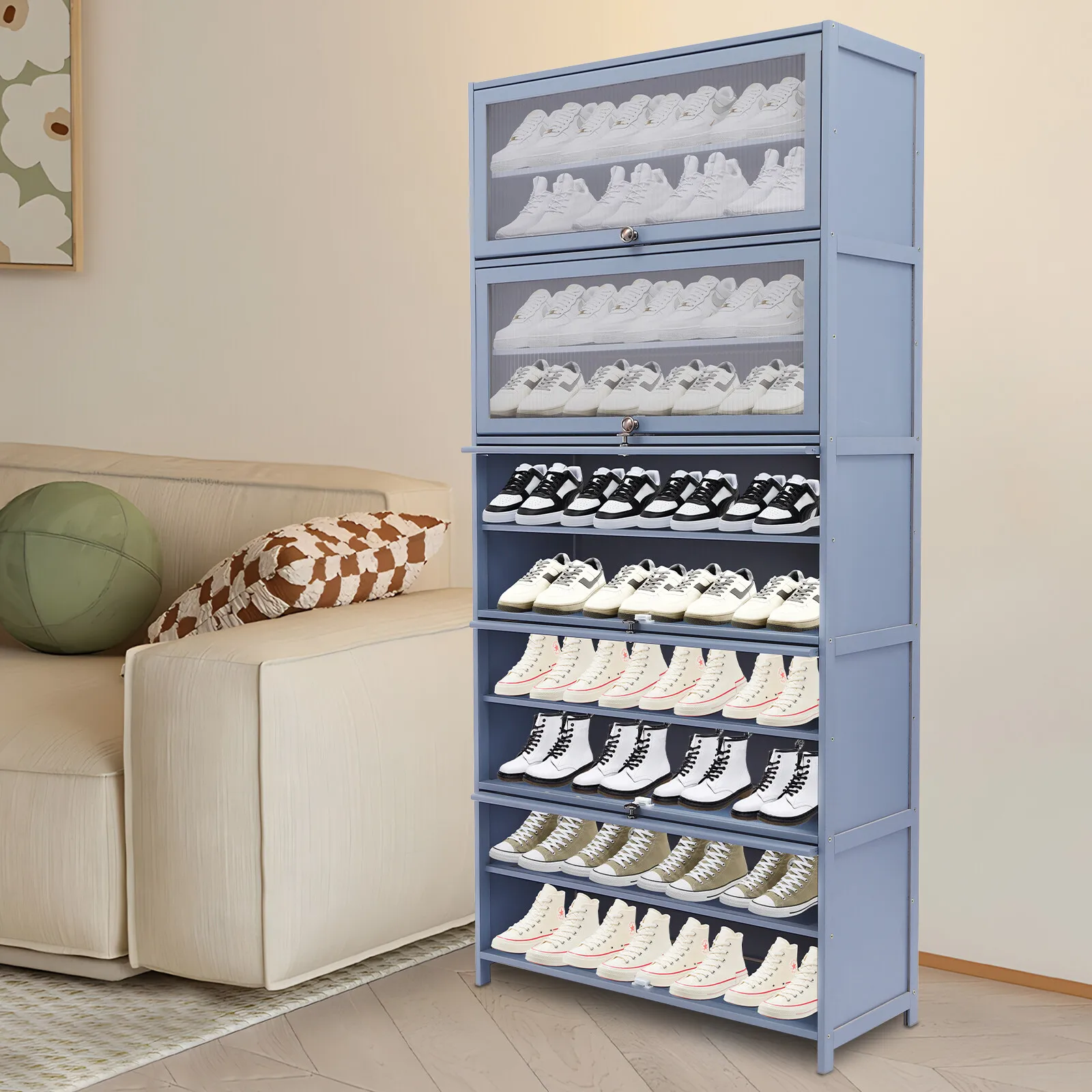 

Shoe Rack 10 Layers 80cm Shoes Standing Cabinet Storage Organizer Dustproof USA