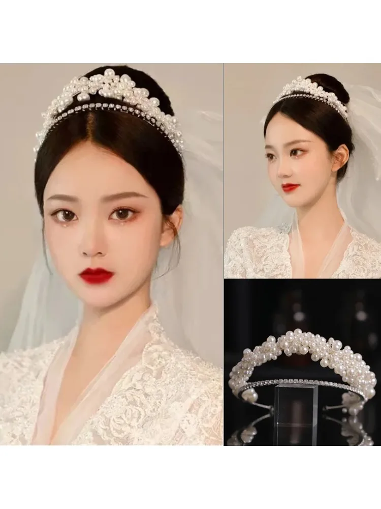* Perle da sposa di lusso Fascia per capelli in cristallo Fascia per capelli da sposa Design floreale Accessori per capelli da sposa fatti a mano