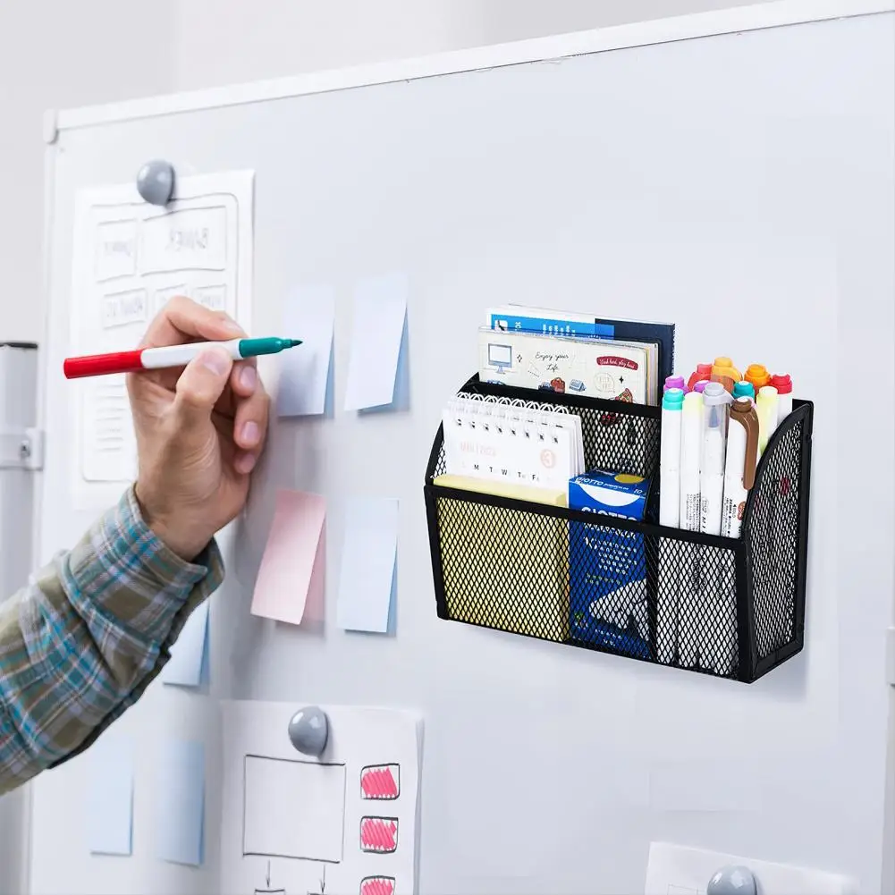 마그네틱 펜 랙 금속 냉장고 화이트보드, 학교 사무용품, 문구류 보관 정리함 랙, 3 칸