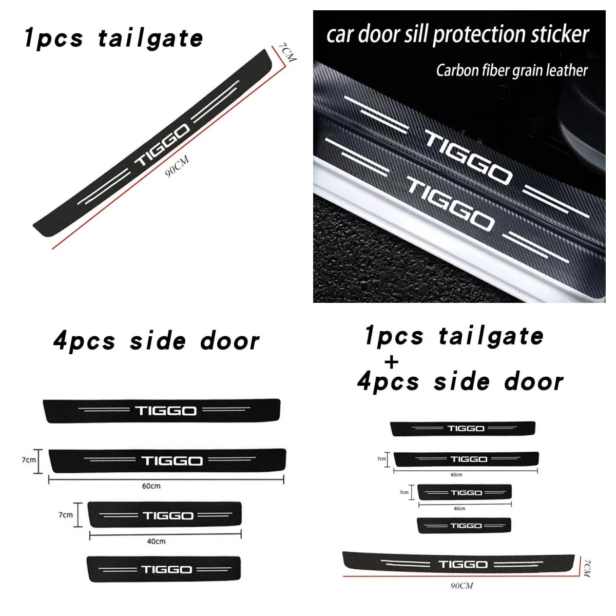 Anti‑Scratch Door Threshold Guard Decal For Chery Omoda C5 Tiggo7 Tiggo8 Pro Jaecoo J7 Carbon Fiber Car Step Exterior Decor Part