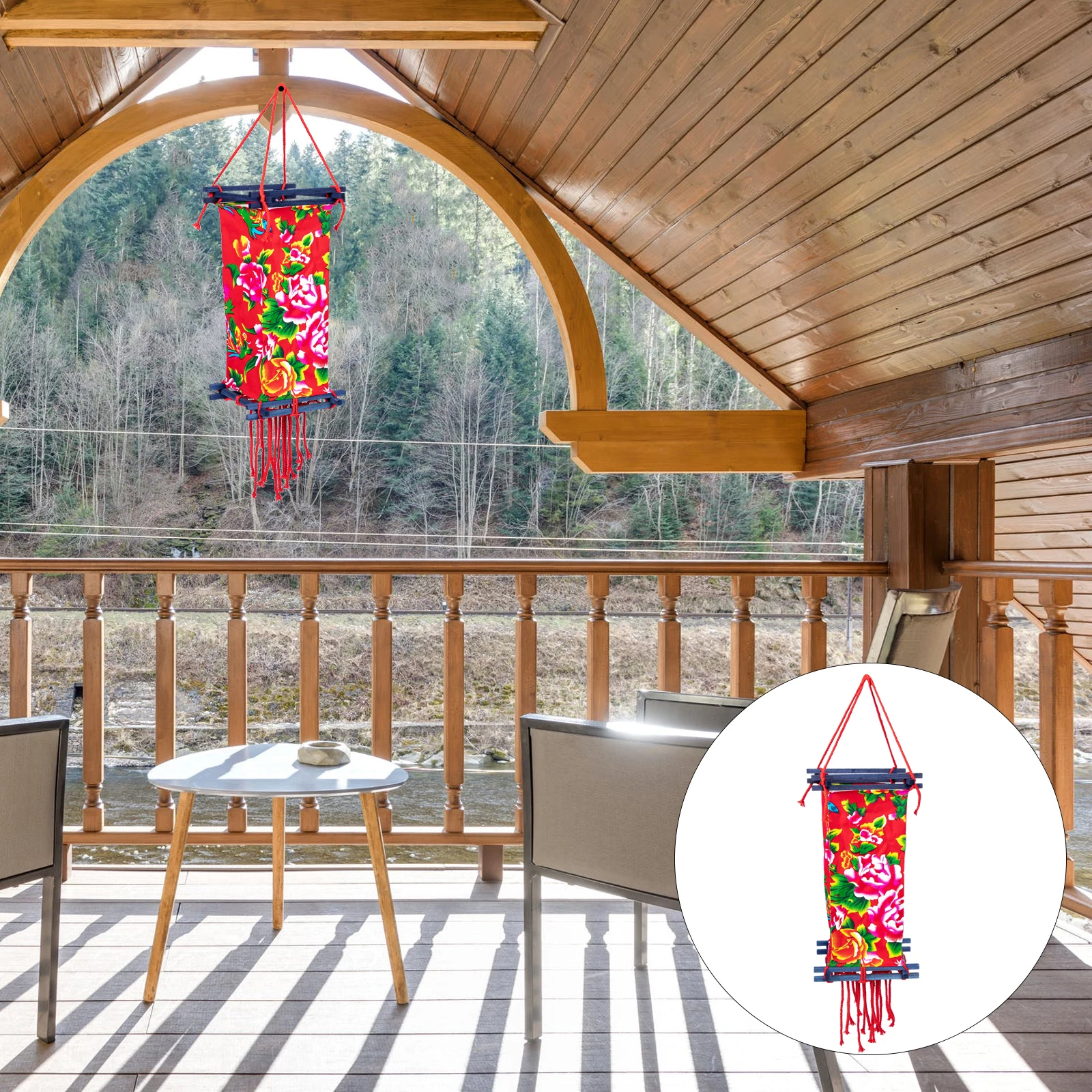 

Delicate Chinese Ethnic Cloth Lantern Rectangle Hanging Lampshade Handmade Tie-Dye Decor For Indoor Outdoor Party Restaurant