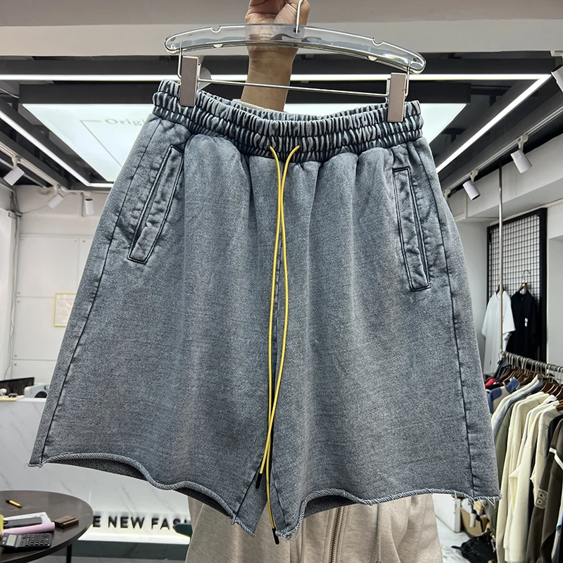 

Летние тяжелые повседневные брюки в американском стиле High Street, винтажные спортивные брюки с эластичной резинкой на талии и подкладкой