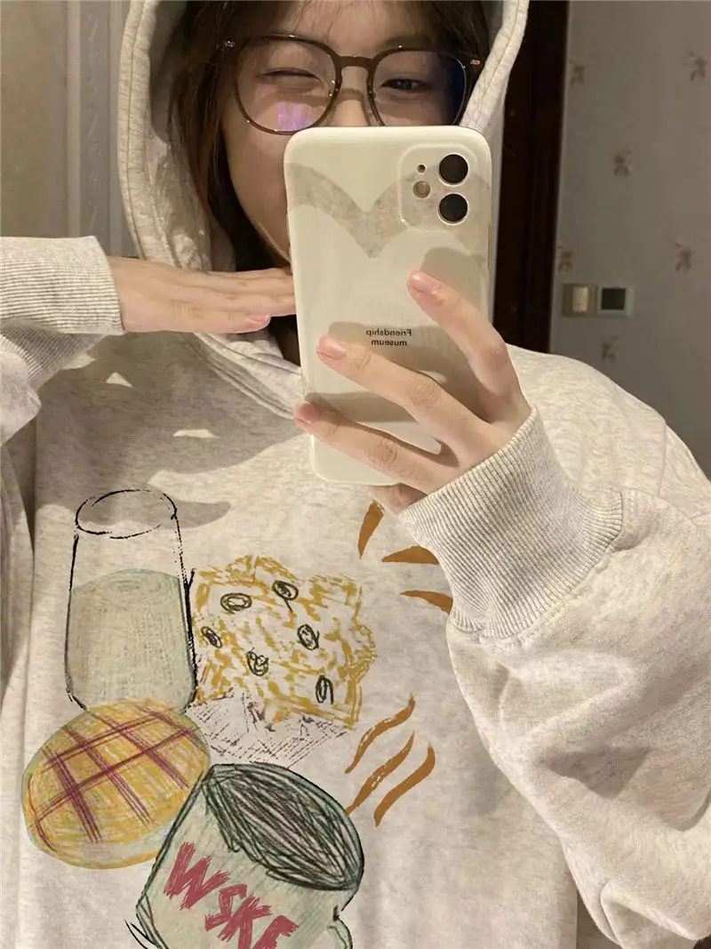 بلوزة من الصوف مع قبعة ملابس الربيع النسائية الخريف خمر الأوروبية الأمريكية المتخصصة الجمالية جيوب كبيرة Y2K دائم جميل