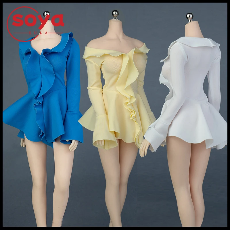 ألعاب الجليد ic1024 1/6 مقياس موضة لوتس ليف حافة متوهج كم فستان الملابس نموذج ل 12 ''أنثى الجندي عمل الشكل الجسم #1