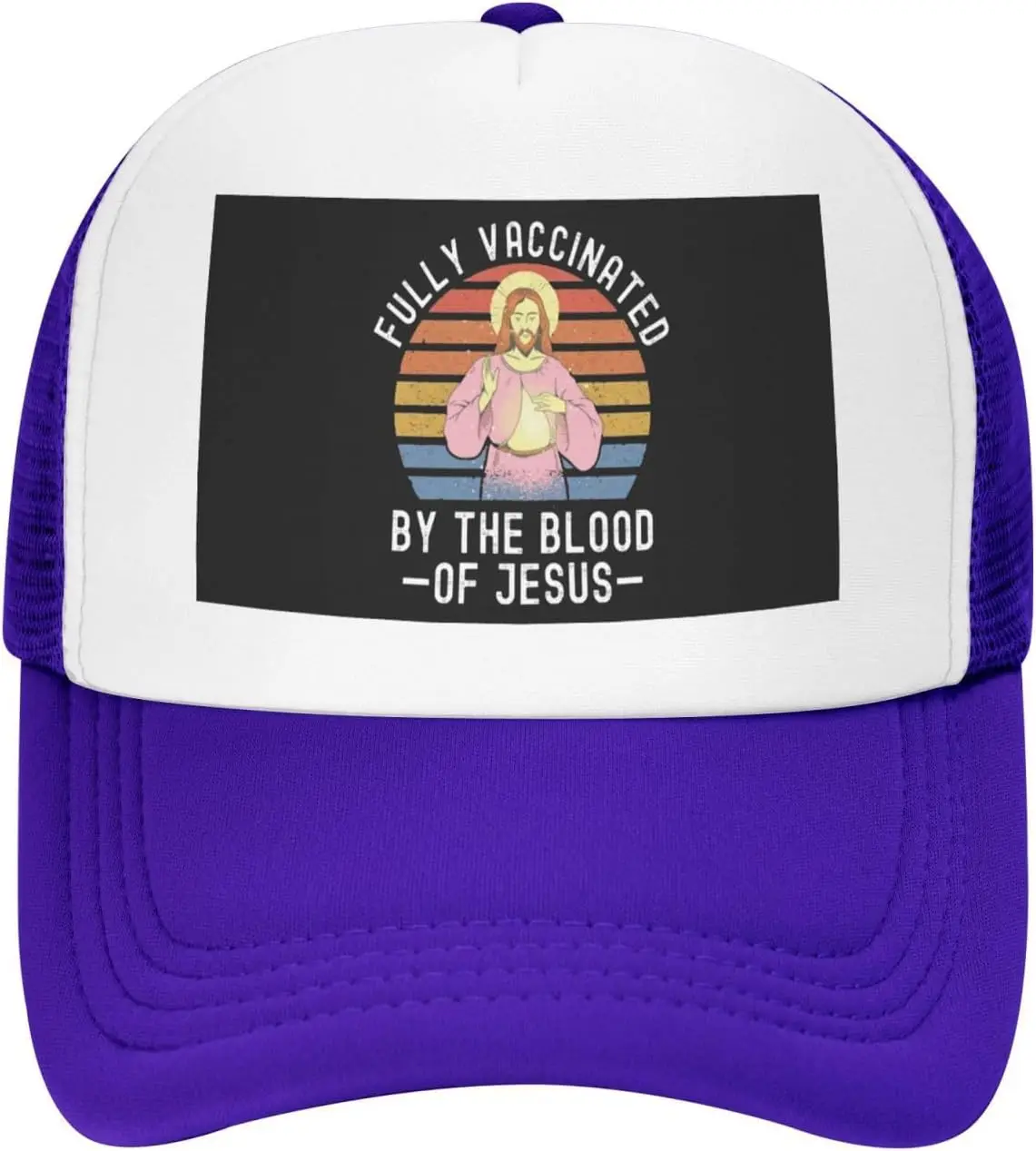 Fully-Vaccinated-By-The-Blood-Of-Jesus-Trucker-Hat-Christian-Mesh-Snapback-Cap-Unisex-Casual