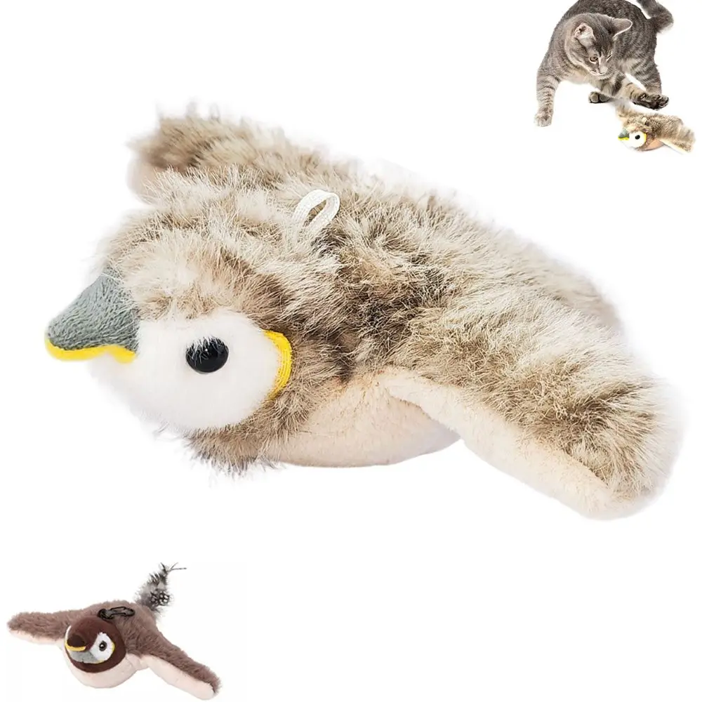 

Electronic Flapping Bird Cat Toy USB Vivid Chirping Interactive Cat Hangable Touch-Activated Simulated Bird Cat Toy Indoor Cats