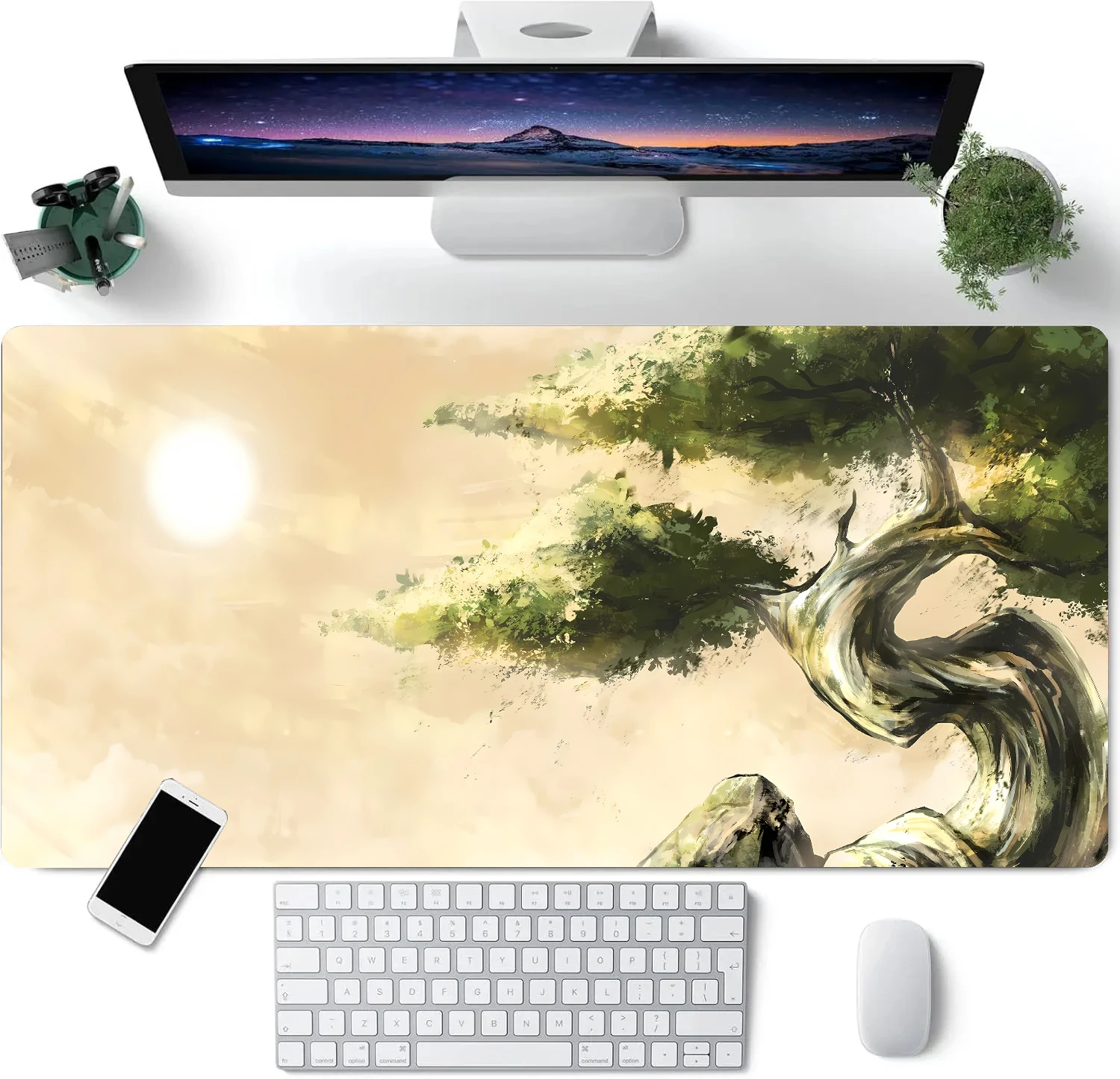 Cherry Blossom Tree Oil Painting Design Mouse Pad Large Computer Office Mat Rubber No-slip Gaming Accessories Keyboard Desk Pads