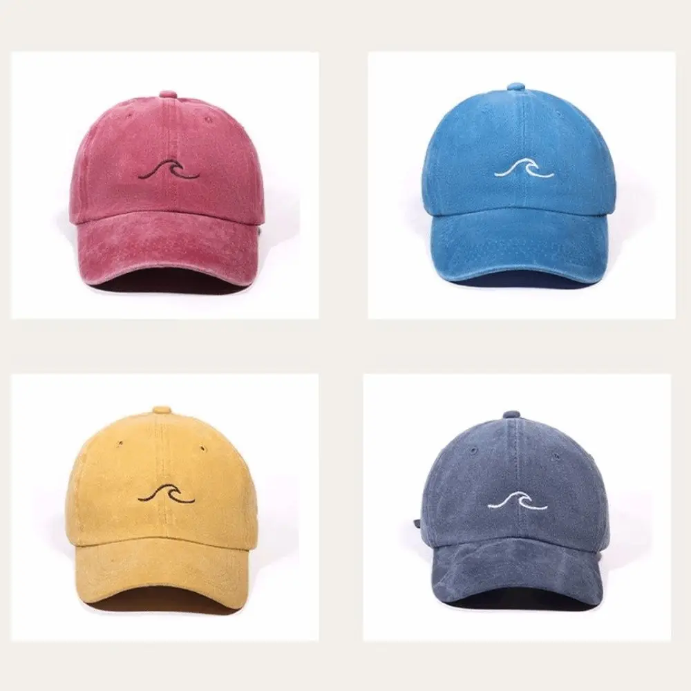 

Fashion Wave Pattern Embroidery Baseball Hat Wide Brim Solid Color Baseball Cap Casual Duck Tongue Hat Women