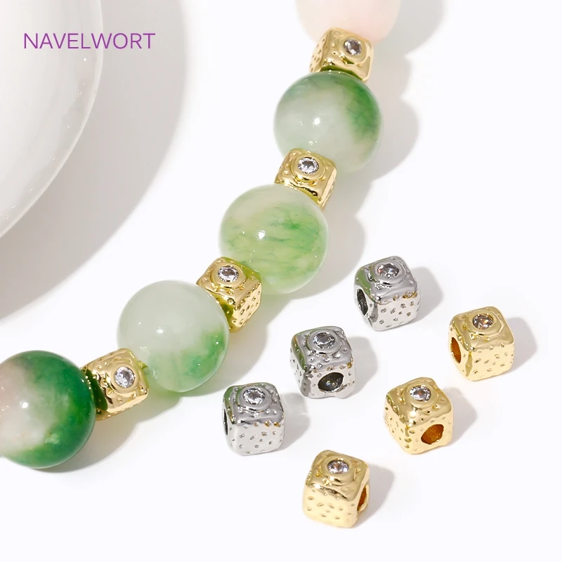 1/2/4Pcs Brass Beads Separators 18K Gold Plated With Zircon Spacer Beads For Jewelry,Separator For Beads,DIY Jewelry Materials