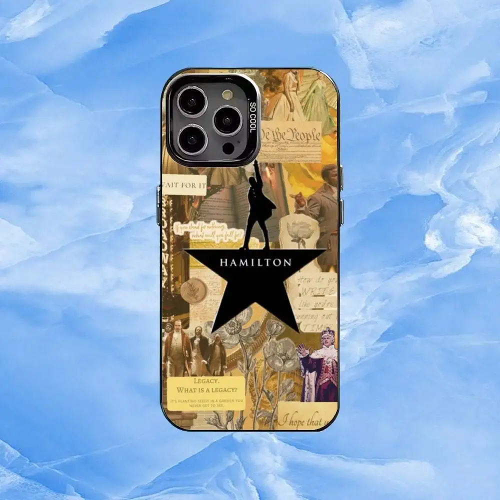 Custodia per telefono Hamilton M-Musical L-Lyrics per iPhone17,16,15,14,13,12,11 Plus,Pro Max Custodia per telefono Black Candy Silver