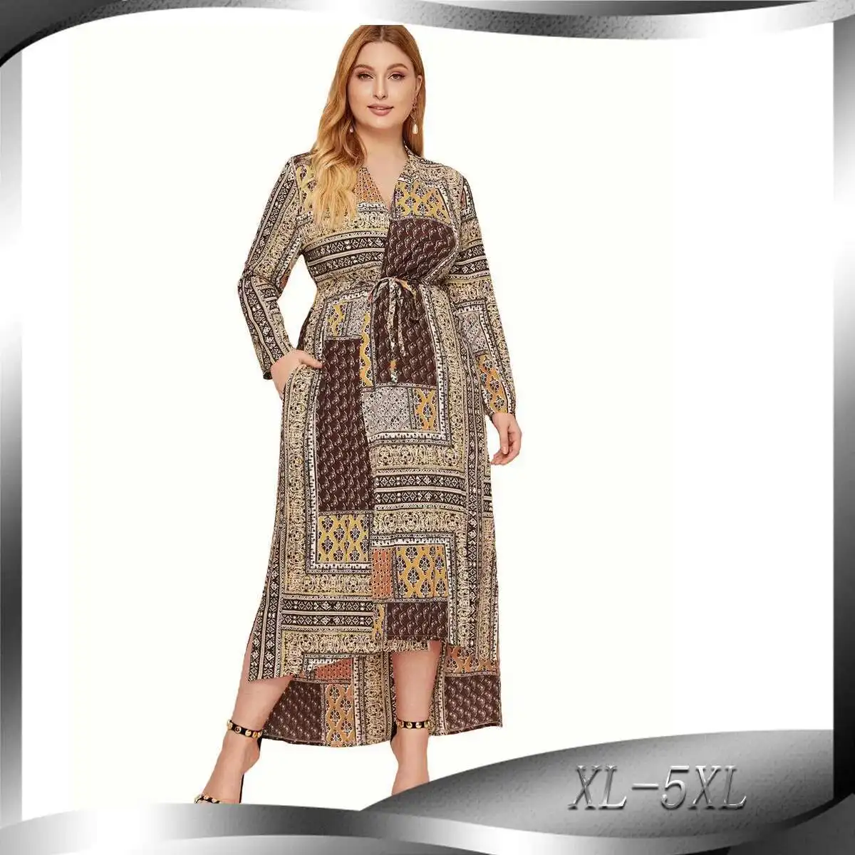 

Muslim Arab Fashion Hui Long Coat Loose Large Paris Bead Long Sleeve Robe 9051 Robe Abaya Ramadan Dubai Luxury Islam Elegant