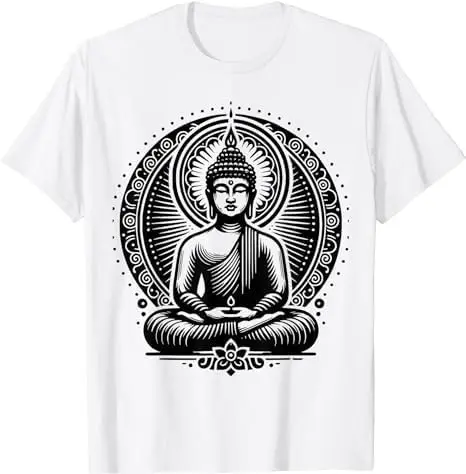 Будда дизайн духовное просвещение и спокойствие-медитационные футболки Y2K топы унисекс летние с коротким рукавом