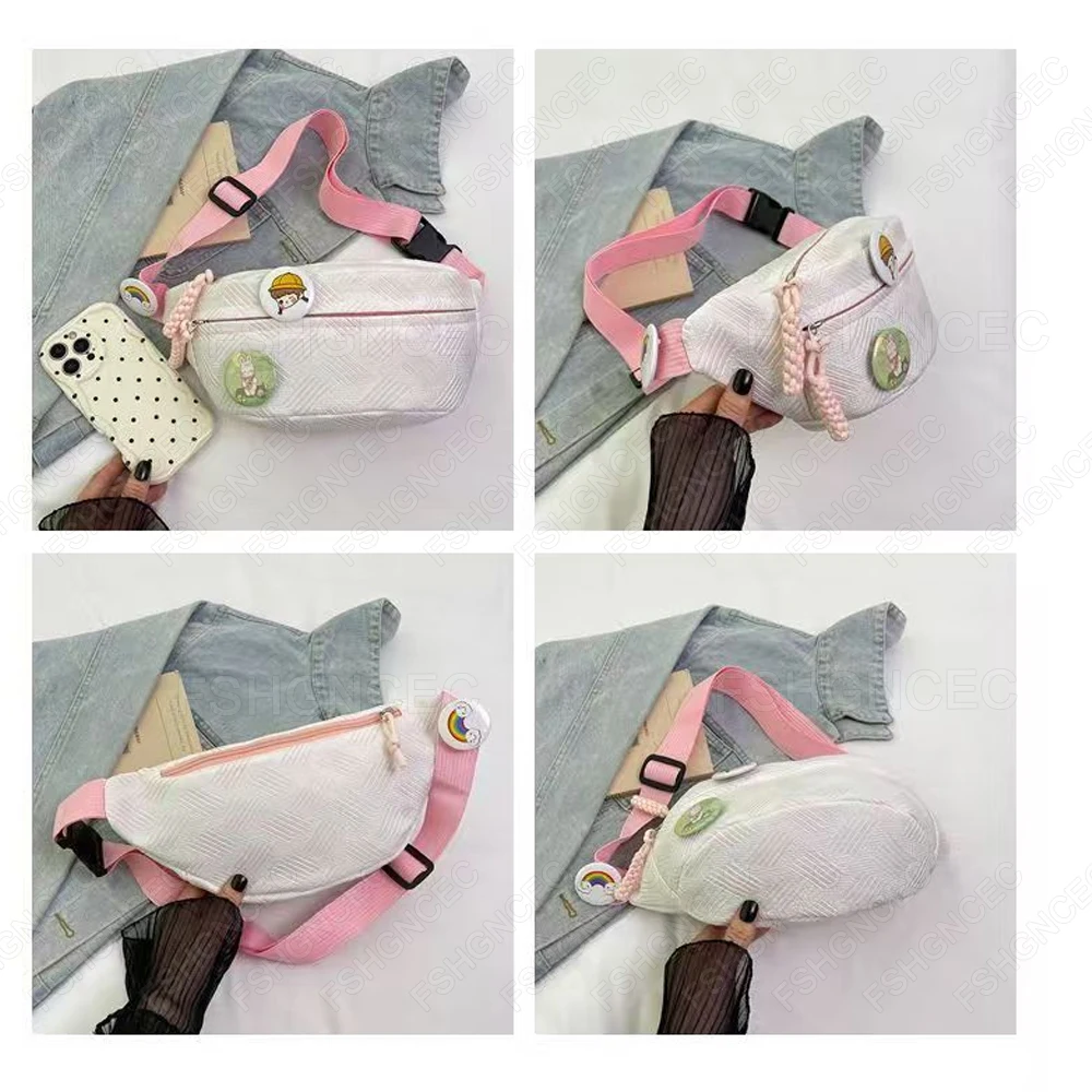 حقيبة صدر خفيفة الوزن بكتف واحد حقيبة كروس بسيطة ولطيفة حقيبة خصر كاجوال متعددة الاستخدامات حقيبة صغيرة متعددة الوظائف