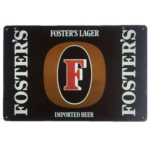 Fosters Lager Tin Sign Beer Wall Plaque Garage Man Cave Shed Bar 30 x 20cm --Tin Sign