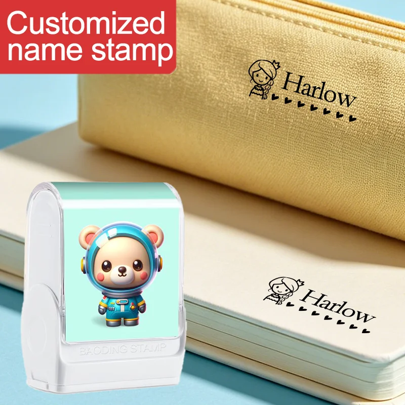 Personalized Kids Name Stamp Kit - Custom Safety Tested Seal for Kindergarten, Non-Toxic Waterproof Ink for  School Supplies