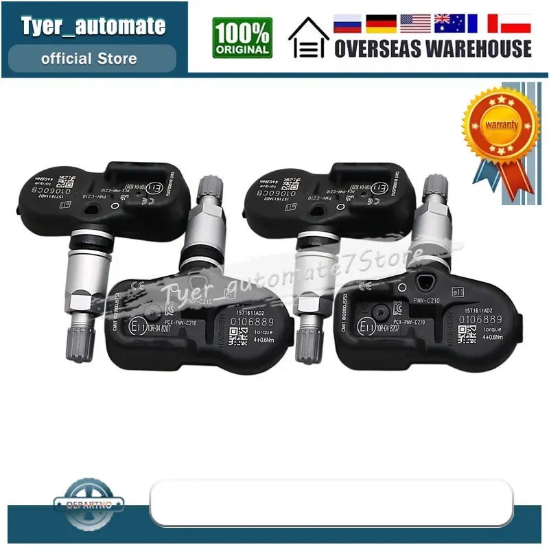 4PCS Tire Pressure Sensor Monitoring Sensor 433MHz PMV-C210 For Lexus CT ES LS RX Toyota Camry Corolla Hiace Prius Venza Yaris