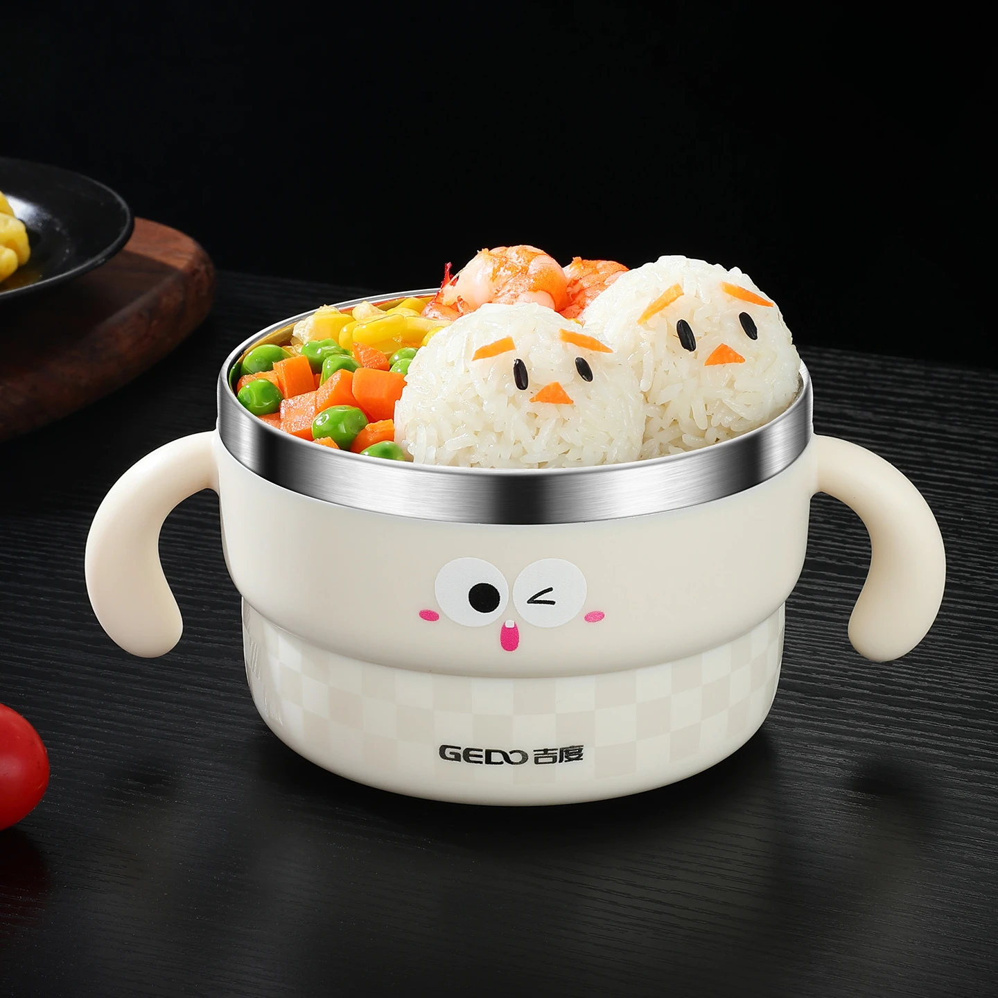 Baby Bowl with Bottom Silicone Suction Cup and Cover 500ml 118mm Diameter Kid's Food Container LFGB Certification Tableware