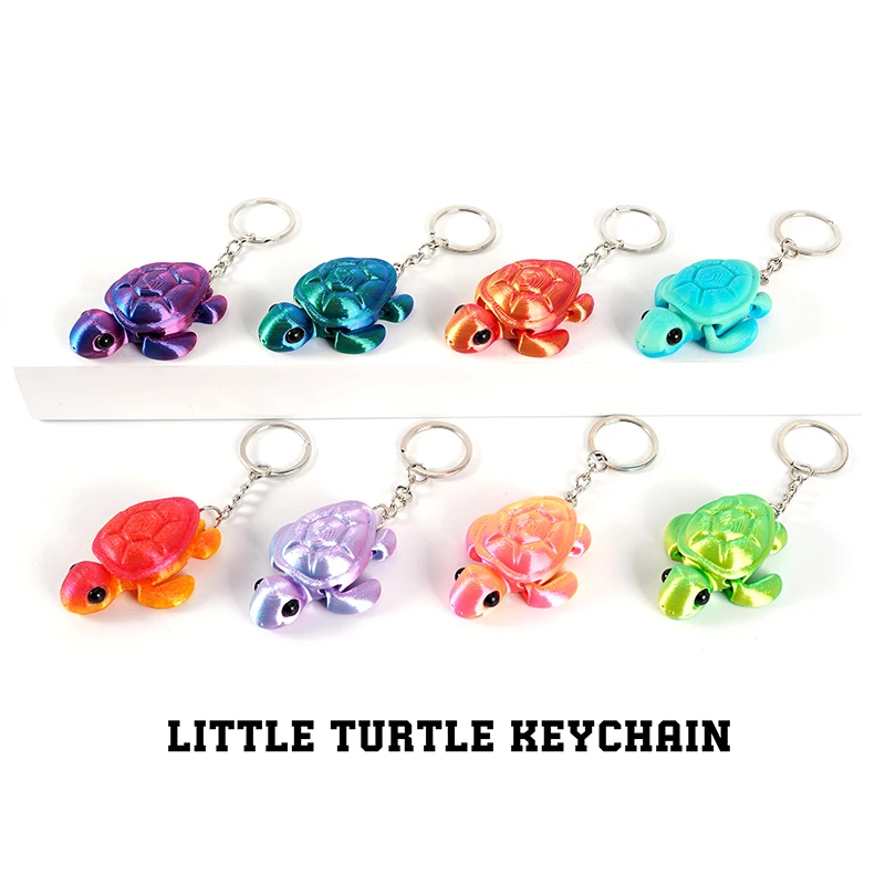 3D Printed Turtle Keychain Pendant Multi-joint Movable Creative Design Decoration Charm Fashion Keychains Bag Accessories Gift