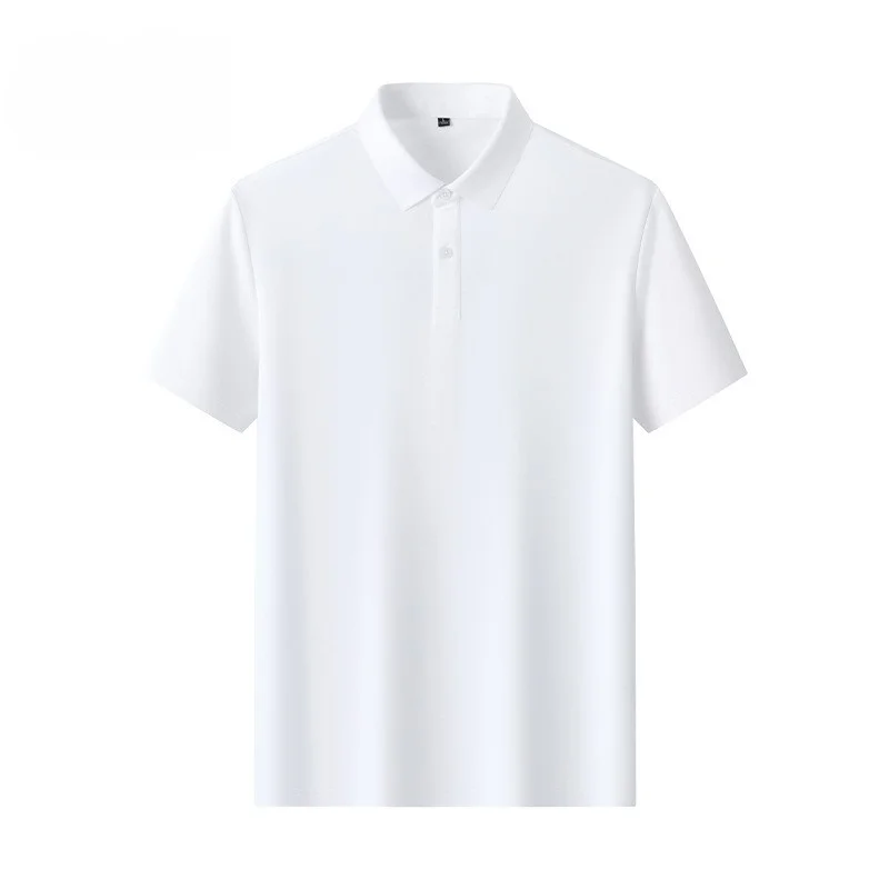 New summer men's soft, breathable, loose and cool short-sleeved pure cotton plain-colored POLO shirt