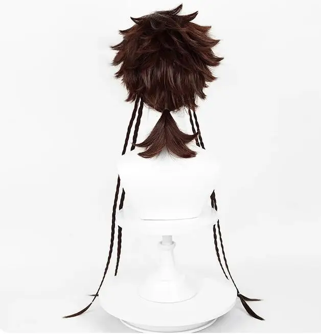 Peruca de cabelo sintética longa e reta para homem, cabeça de medusa, tainha, marrom, anime, cosplay, festa diária