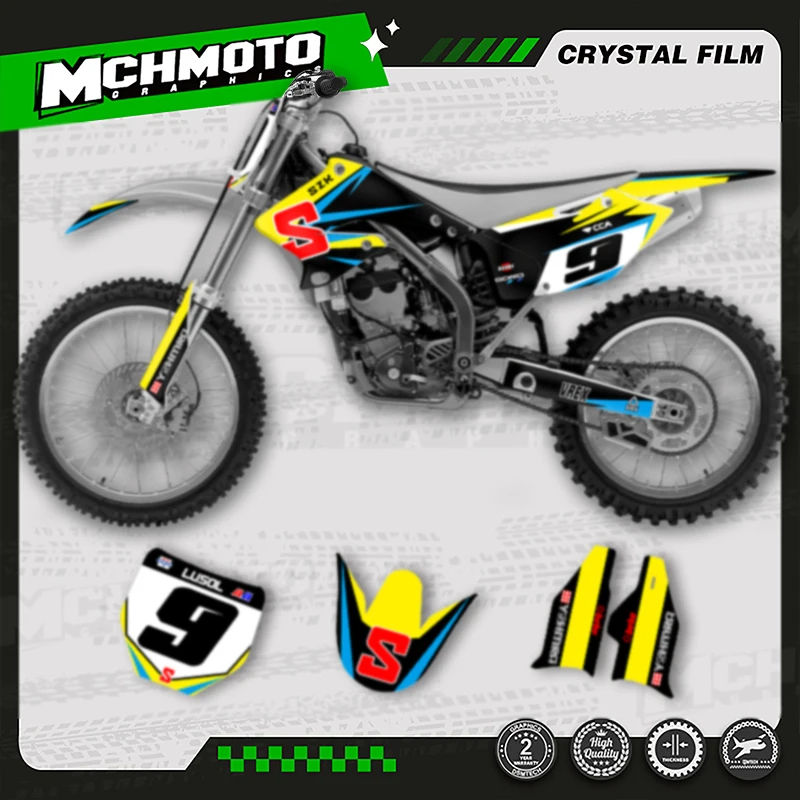 

MCHMFG MOTO Custom Team Motorcycle Graphics Background Decal Stickers Kit For SUZUKI RMZ250 2004 2005 2006 007