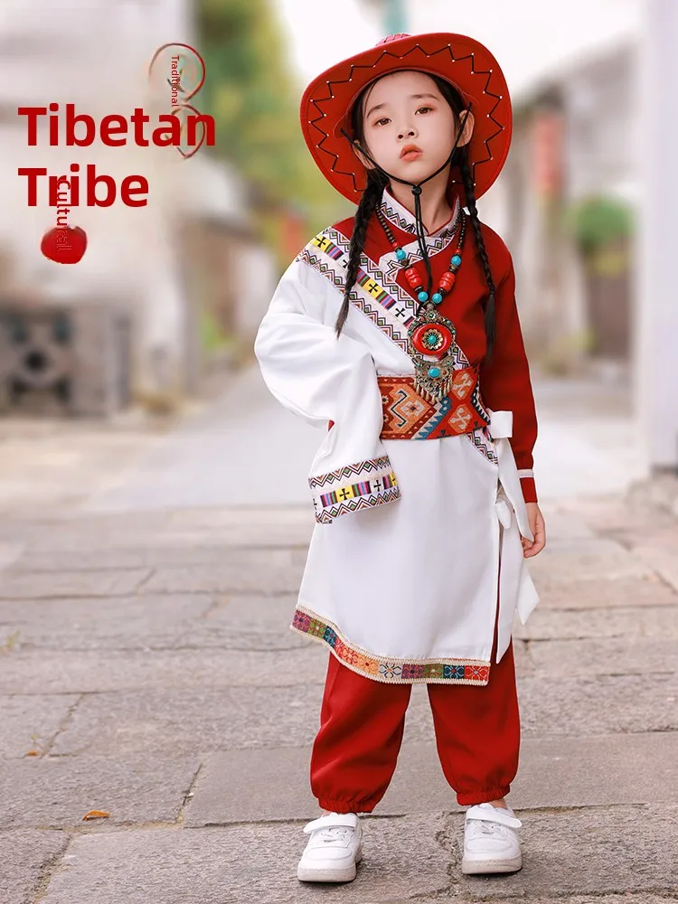 

Тибетский танцевальный костюм для девочек, монгольская этническая одежда для выступлений, наряд для сценических выступлений