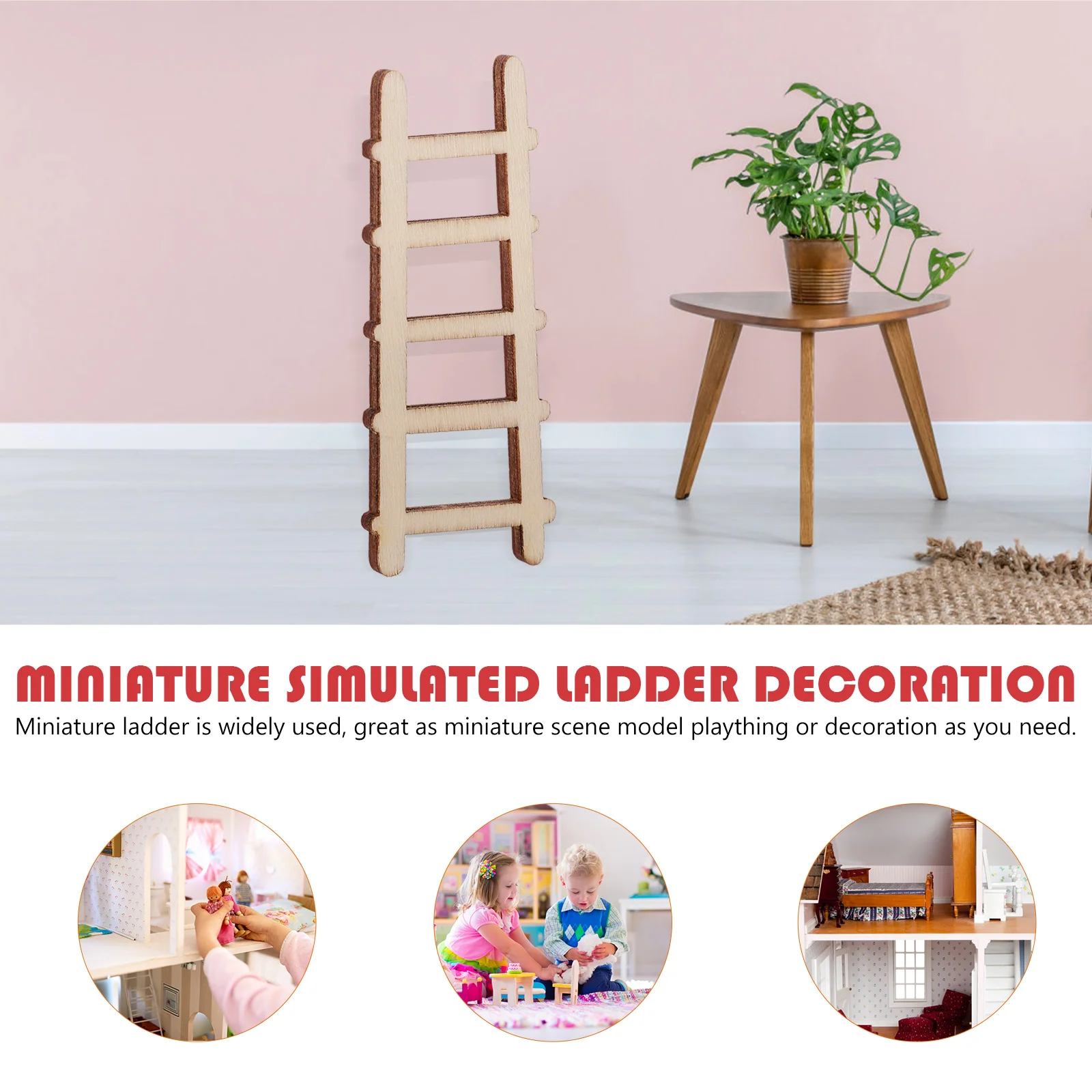 10 Pcs House Small Ladder Garden Potted Plant Ornaments Decor Landscape Miniature Model Wooden Ladders Step