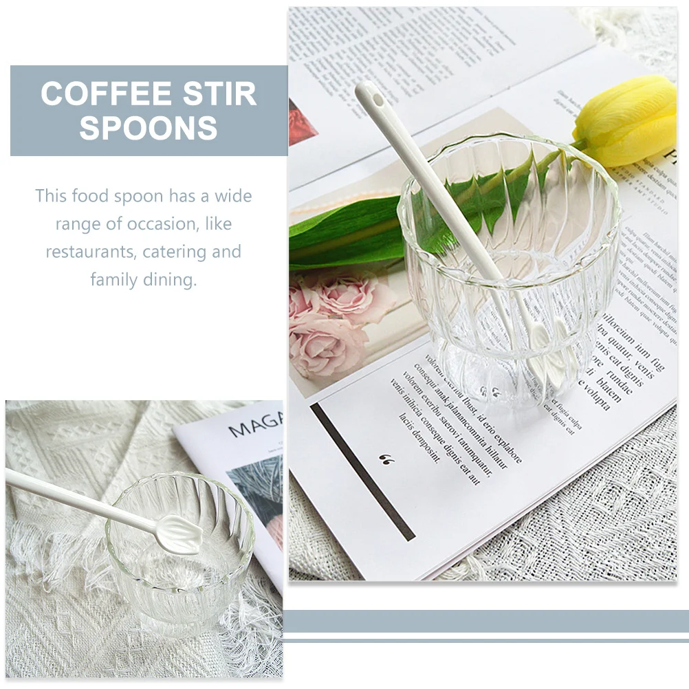 

2Pcs Ceramic Coffee Spoon Tulip Flower Shape Multi-Use Soup Dessert Spoon for Home Restaurant Kitchen Supplies Stirring Tool