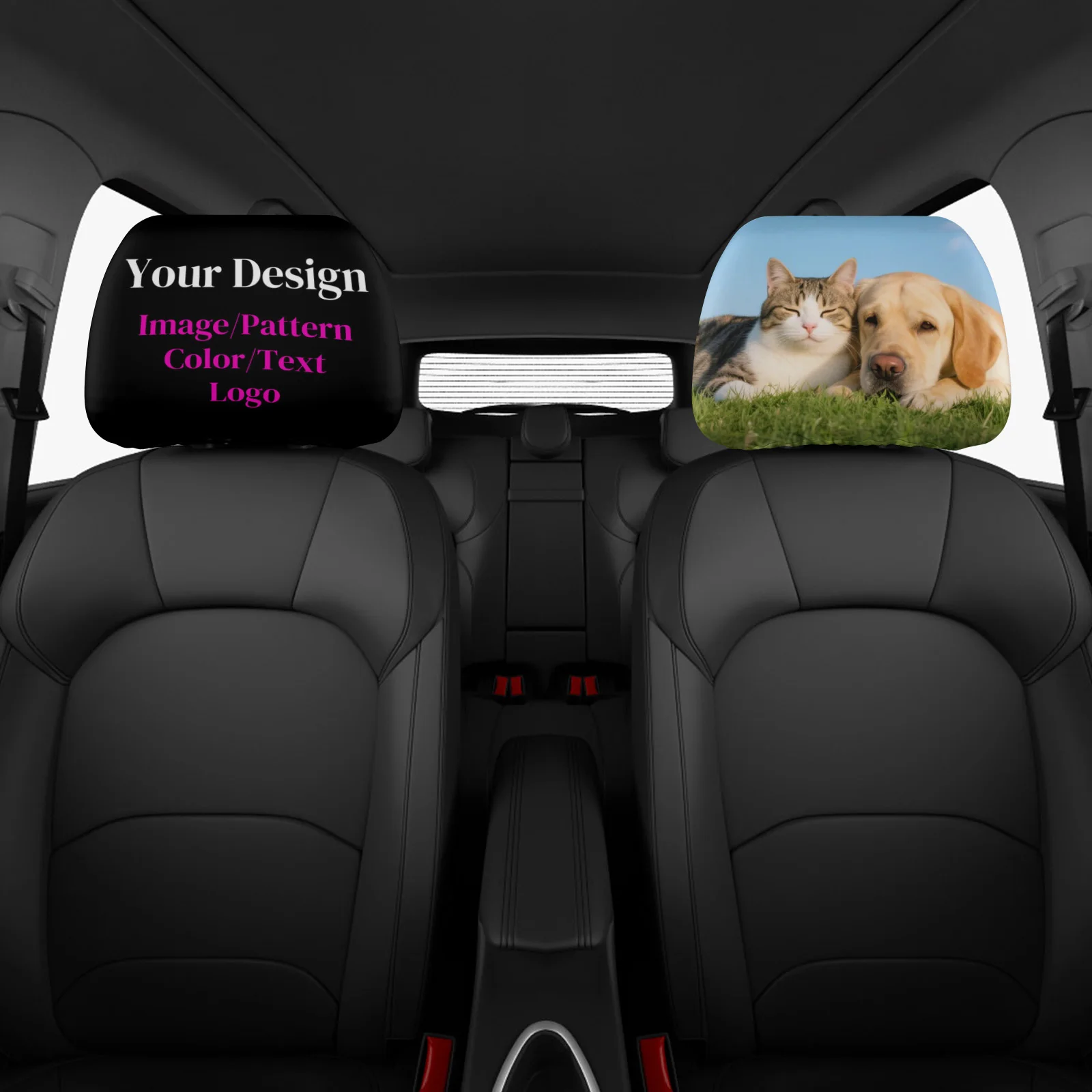 Fundas Personalizadas para Reposacabezas de Auto, 2 Piezas, con Foto, Texto o Logotipo, para Camioneta, SUV, Sedán, Accesorios para Asientos de Vehículo