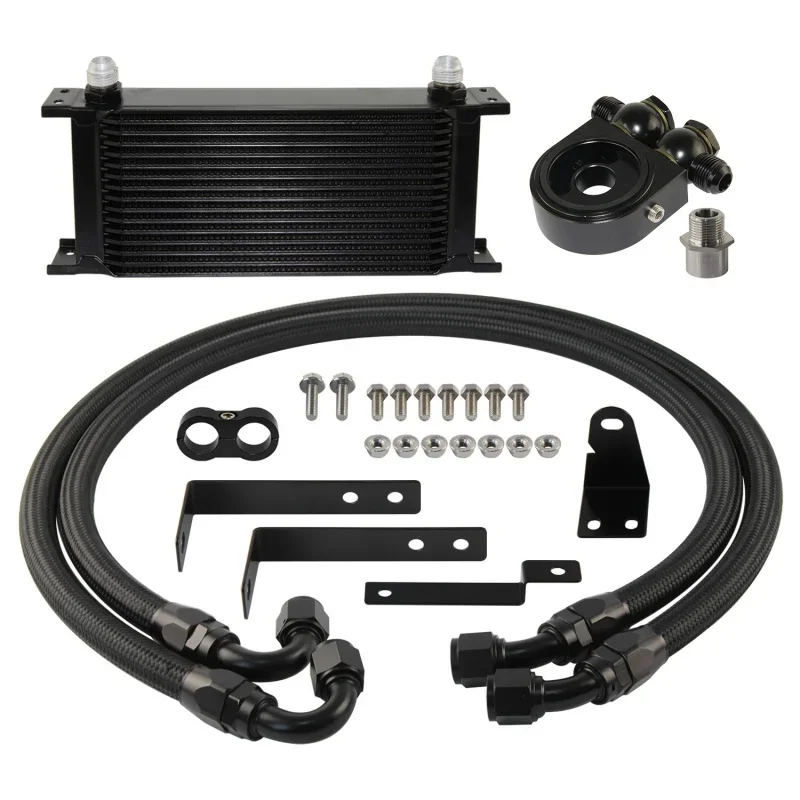 

Алюминий масляного радиатора + комплект шлангов адаптера фильтра, 16-рядный болт на 10AN для Honda S2000 F20C F22C AP1 AP2 2.0L и 2.2L 00-09, черный/серебристый