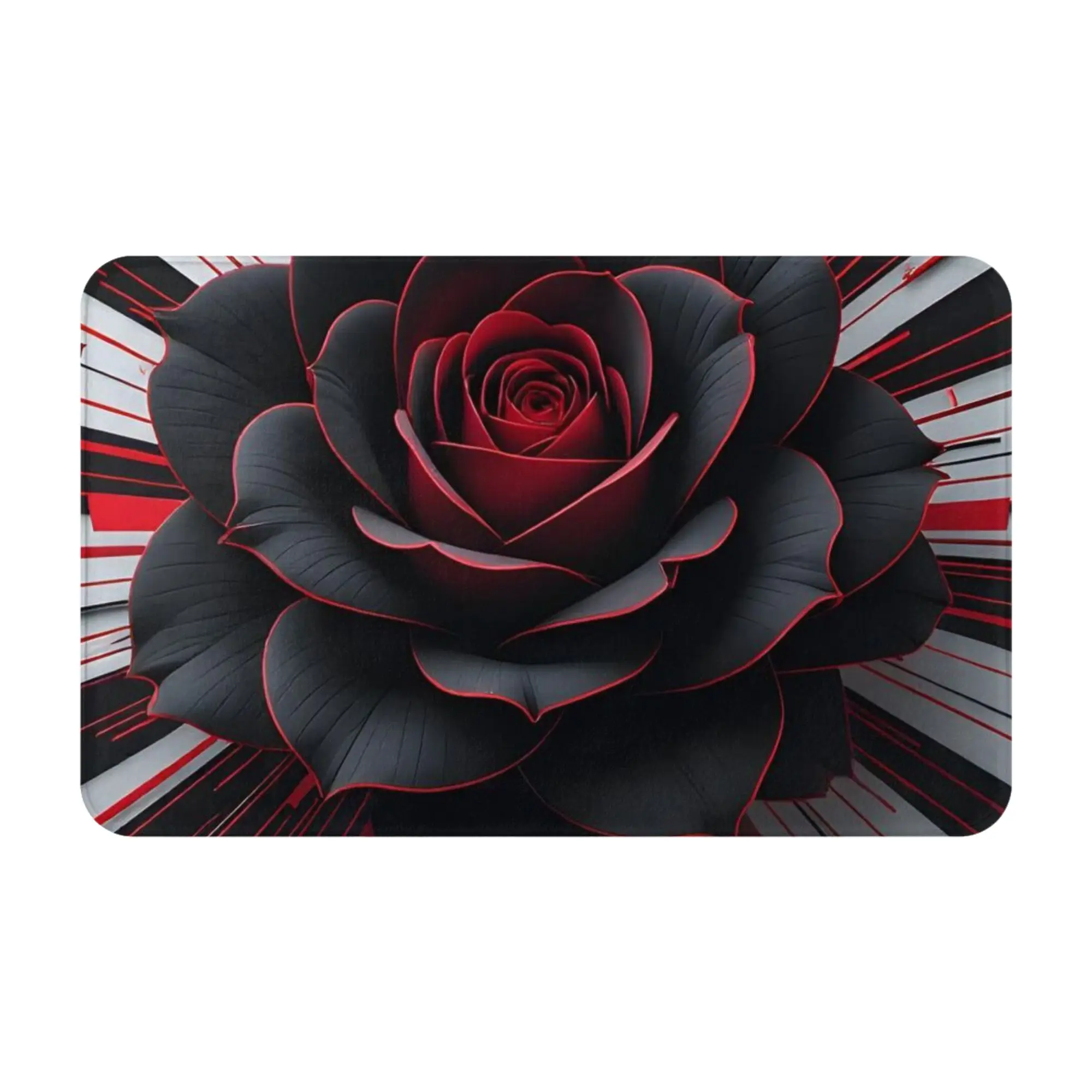 Black Rose Red Burst Graphic Doormat Bathroom Living Room Mat  Entrance Home Decor