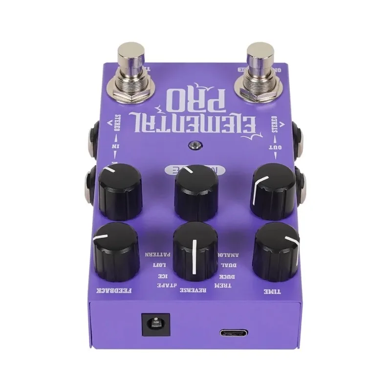 M-VAVE Elemental Pro Guitar Effects Pedal Delay Reverb Dual Mode 6-Knob True Bypass for Electric Guitar Bass Live Studio Gig Use
