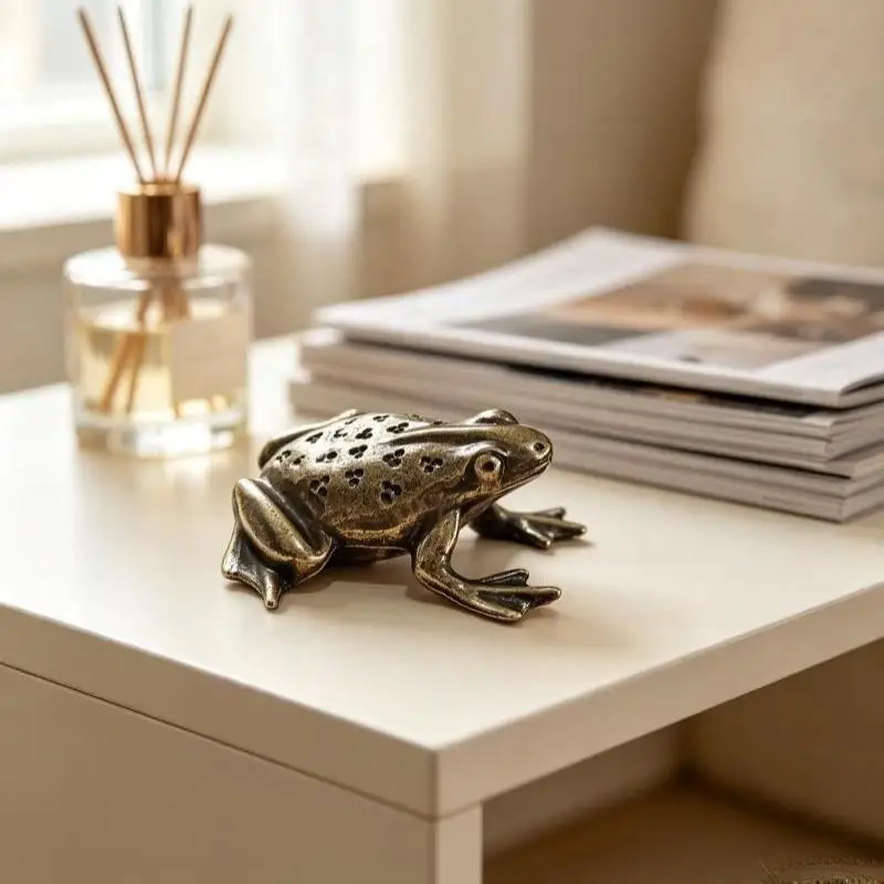 Vintage Kupfer Mini-Tierfigur Frosch-Statue Ornamente für Zuhause und Büro Schreibtischdekoration Geschenke – Detail 4