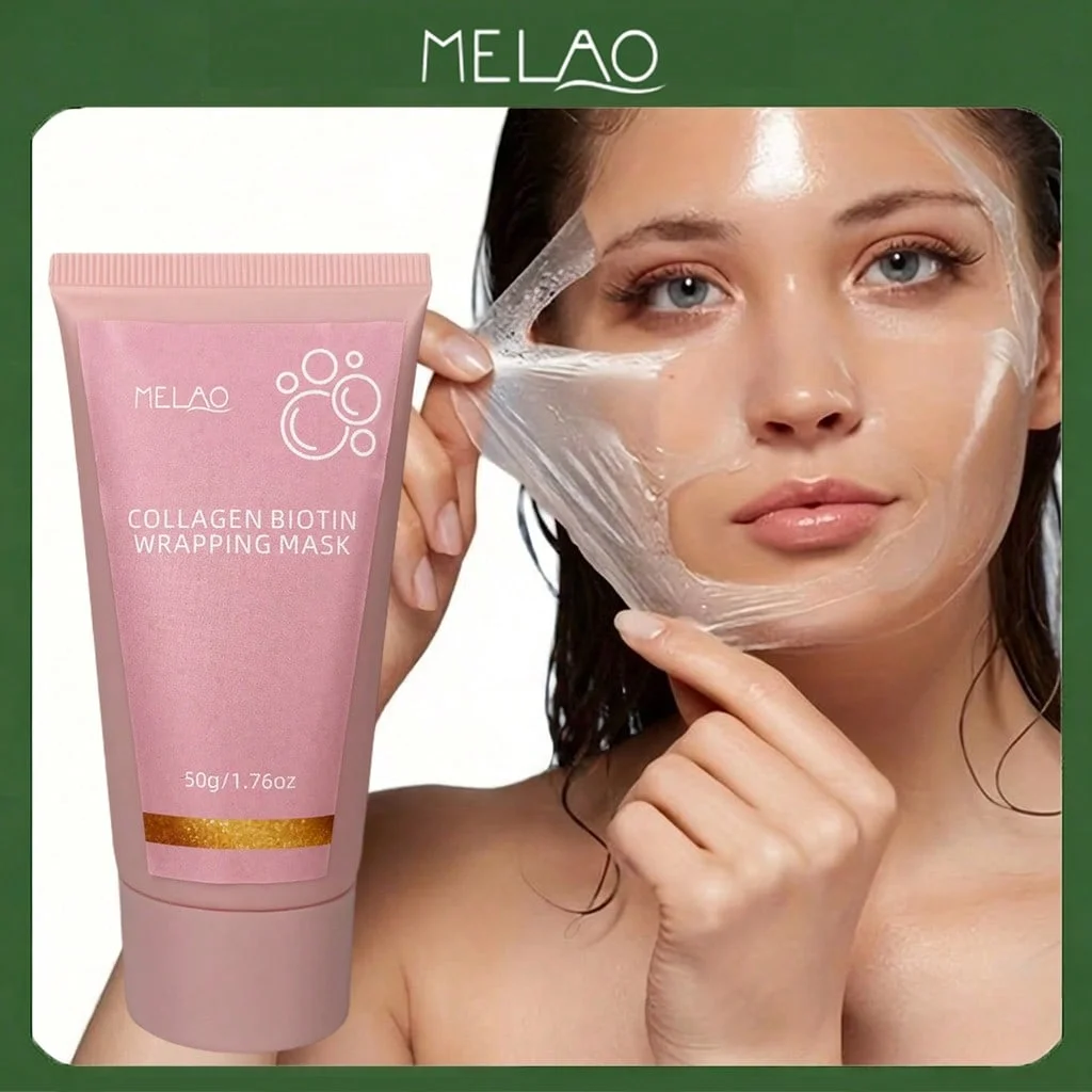 Collagen Biotin Wrapping Mask, MELAO Hydrating Face Mask, Deep Moisture & Nourishing Overnight Mask, Brightens & Firms Skin