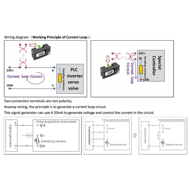 New 2-Wire 4-20MA Current Signal Generator Panel-Mounted Current Loop Generator 4 to 20MA Simulator High Precision