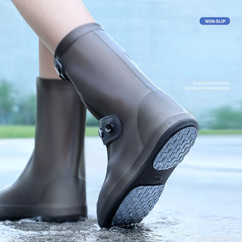 Youpin-Botas de lluvia de silicona gruesa, cubierta de zapatos impermeable de PVC, protectores de zapatos Unisex, transparentes, antideslizantes, impermeables, 2022