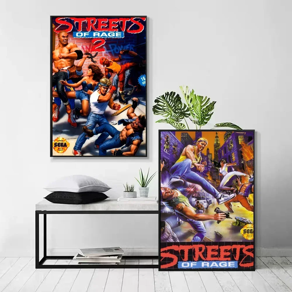 1pc A-Arcade Fighting Video Game Golden AxStreets Of Rage Poster Self-adhesive Art Waterproof Paper Sticker Wall Decor