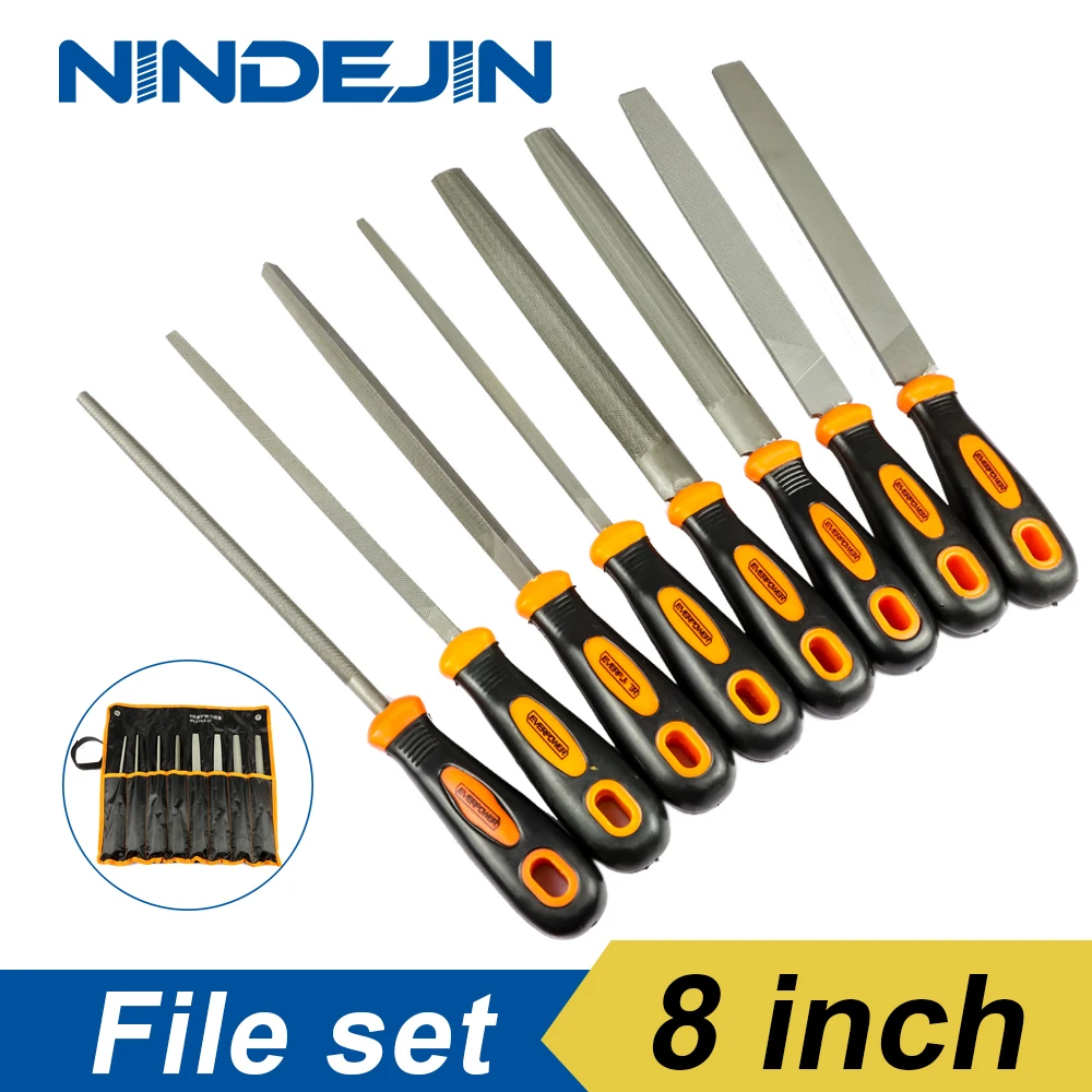 

NINDEJIN 5/8pcs hand file set T12 steel round flat triangular metal file set for wood metal plastic