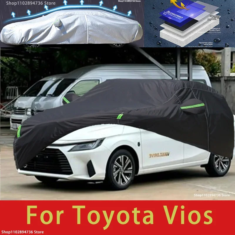 

For Toyota Vios Outdoor Protection Full Car Cover Snow Covers Sunshade Waterproof Dustproof Black Car Cover