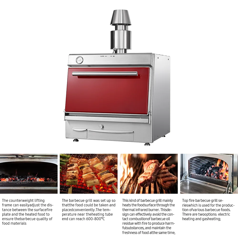 Style Charcoal Grill Stainless Steel Professional Kitchen Steak Roasting Equipment Closed Design