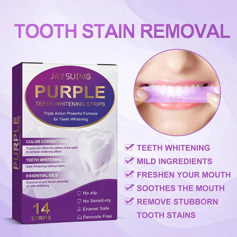 

Sdotter New Teeth Whitening Strips Purple Color Correcting Whitening Teethperoxide Free Sensitive Friendly Teeth Whitening Kit F