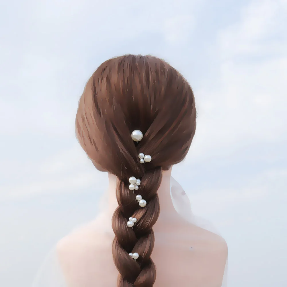 6PCS Beliebte handgemachte Hochzeit Haarnadeln Braut Kristall Perle Blume Haarspange Braut Haarschmuck Zubehör – Detail 1