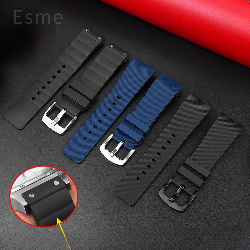 繊細な選択された上品なシリコン時計バンド 20 23 ミリメートルカルティエサントスサンドラバーバンド男性女性スタイルスチールバックルストラップ