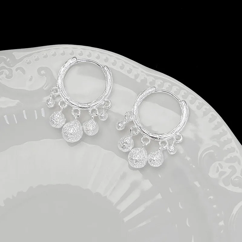925 Sterling Silver Vintage Happy Planet Tassel Hoop Earrings For Women 2023 Korean Wedding Party Jewelry Gift Female Pendientes
