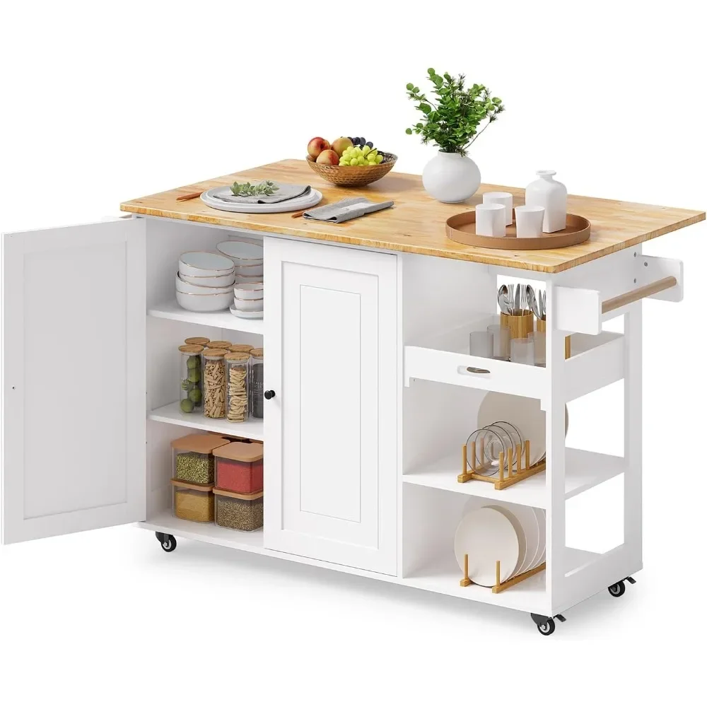 Gizoon Rolling Kitchen Island with Drop Leaf, 60.6