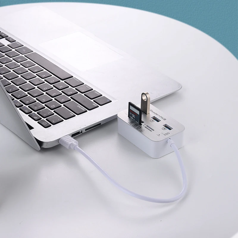 7in1 3 Ports USB TYPE C 3.0 HUB+4 Ports Expander SD TF MS,M2 MMC Memory Card Reader Adapter For U Disk PC Laptop Mouse Keyboard - view 5
